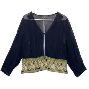 Carole Little Vintage Black Sheer Accented Crop Dinner Jacket Medium